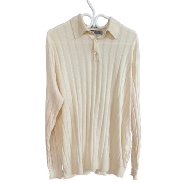 CANALI Men's Long Sleeve Polo Shirt.  Made in Italy. Size: 54 EU  /  44 US - Picture 1 of 16